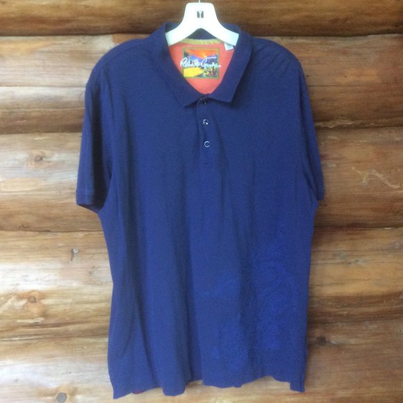 Robert Graham Blue Short Sleeve Cotton Polo with Blue on Blue Embroidery Size XL - Picture 1 of 11